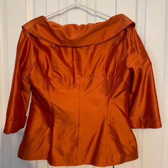 Silk SKIRT SUIT gorgeous orange. Never worn size 8/10 - Picture 2 of 13